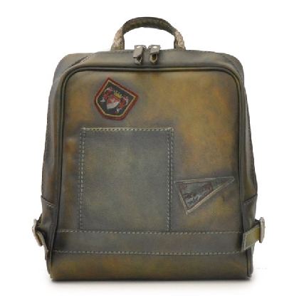 <span class="smallTextProdInfo">[BVS102]</span> - Firenze Laptop Backpack in cow leather B102 - Bruce Dark Green
